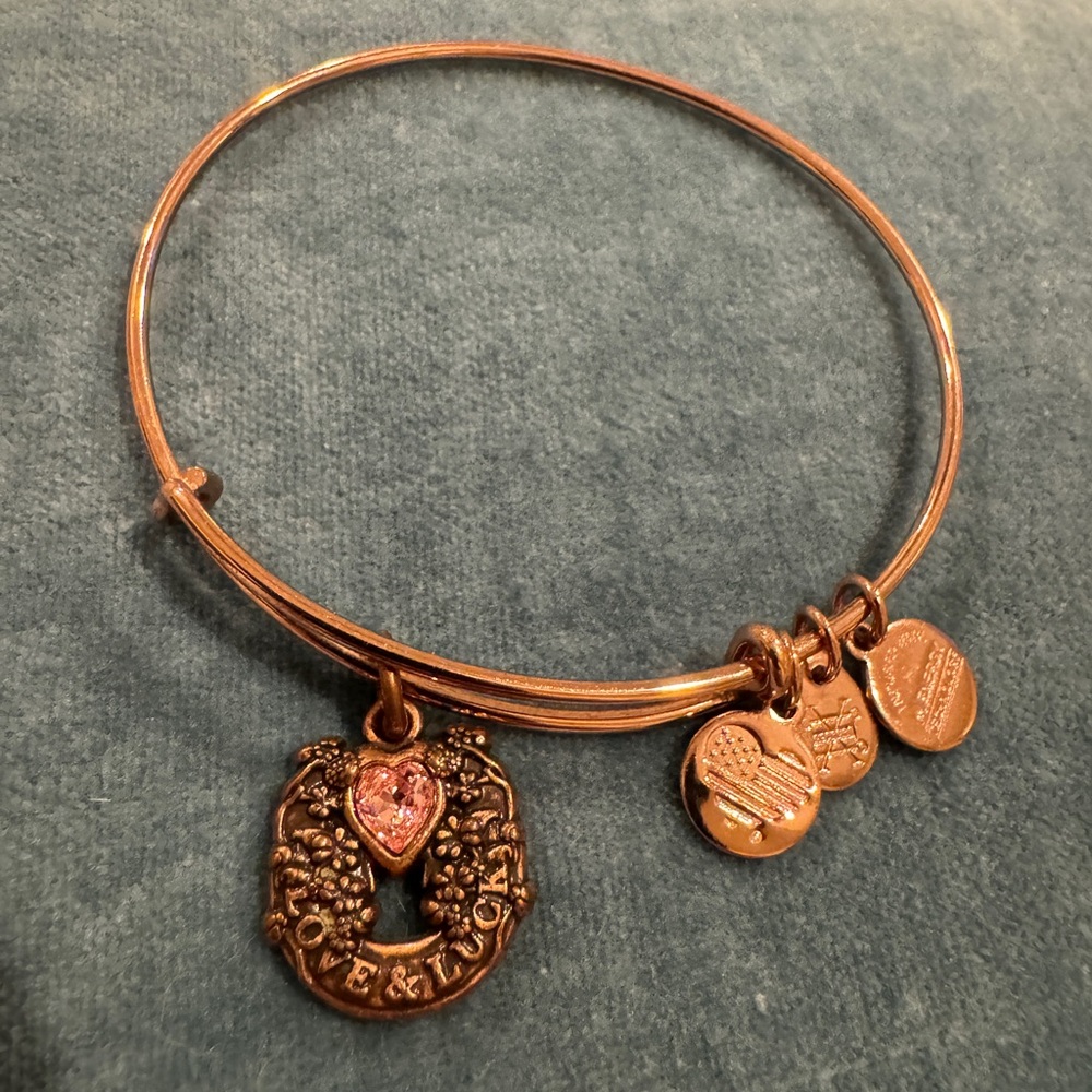 Alex and Ani rose gold Love & Luck wire bangle